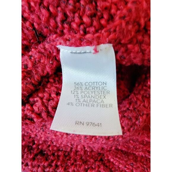 J. Jill L Sweater Women's Long Sleeve‎ Red Heavy V-Neck Large Speckled Soft - Picture 7 of 7